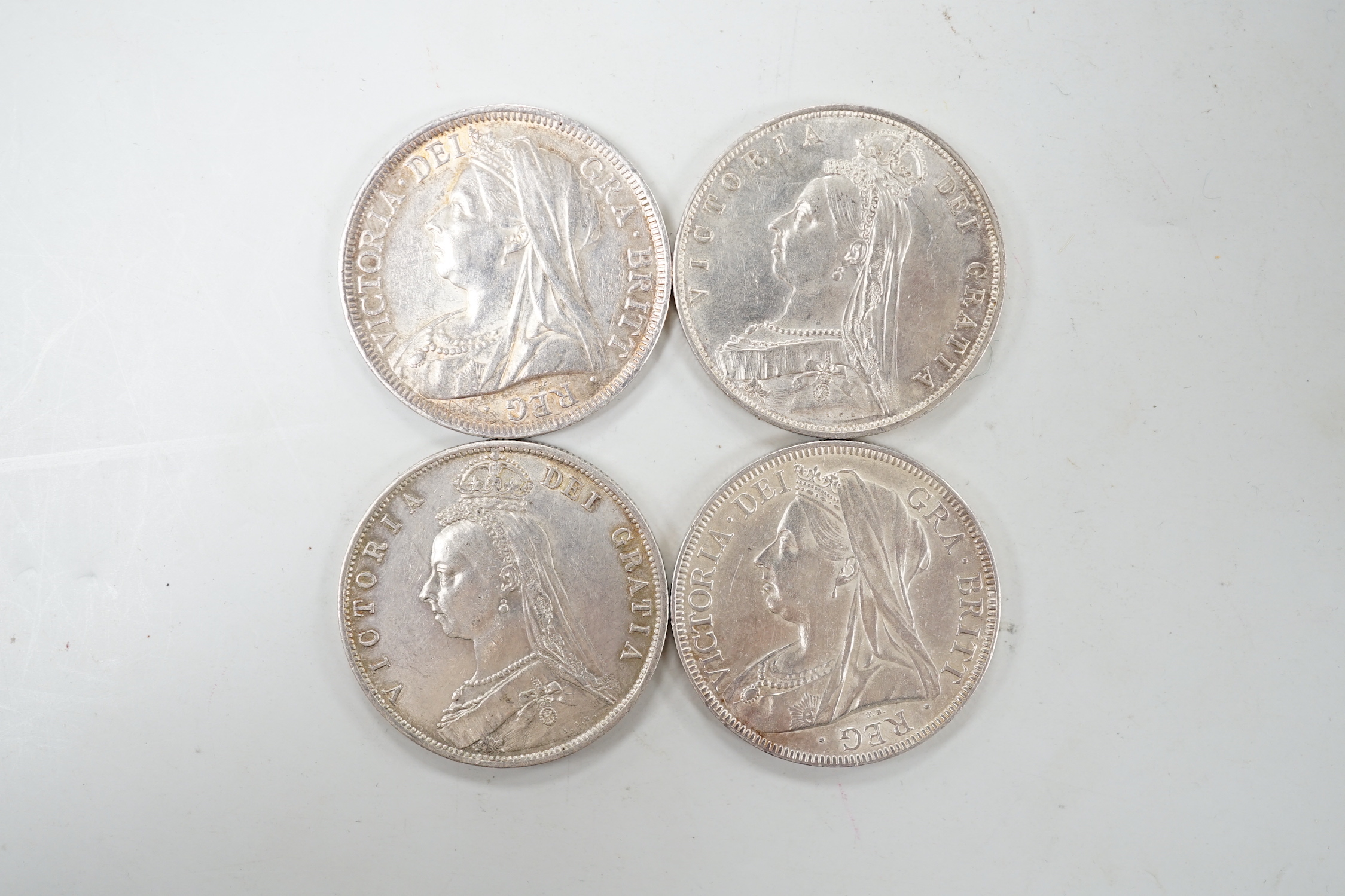 Victoria halfcrowns 1887 x 2, 1897, EF and 1899, NEF